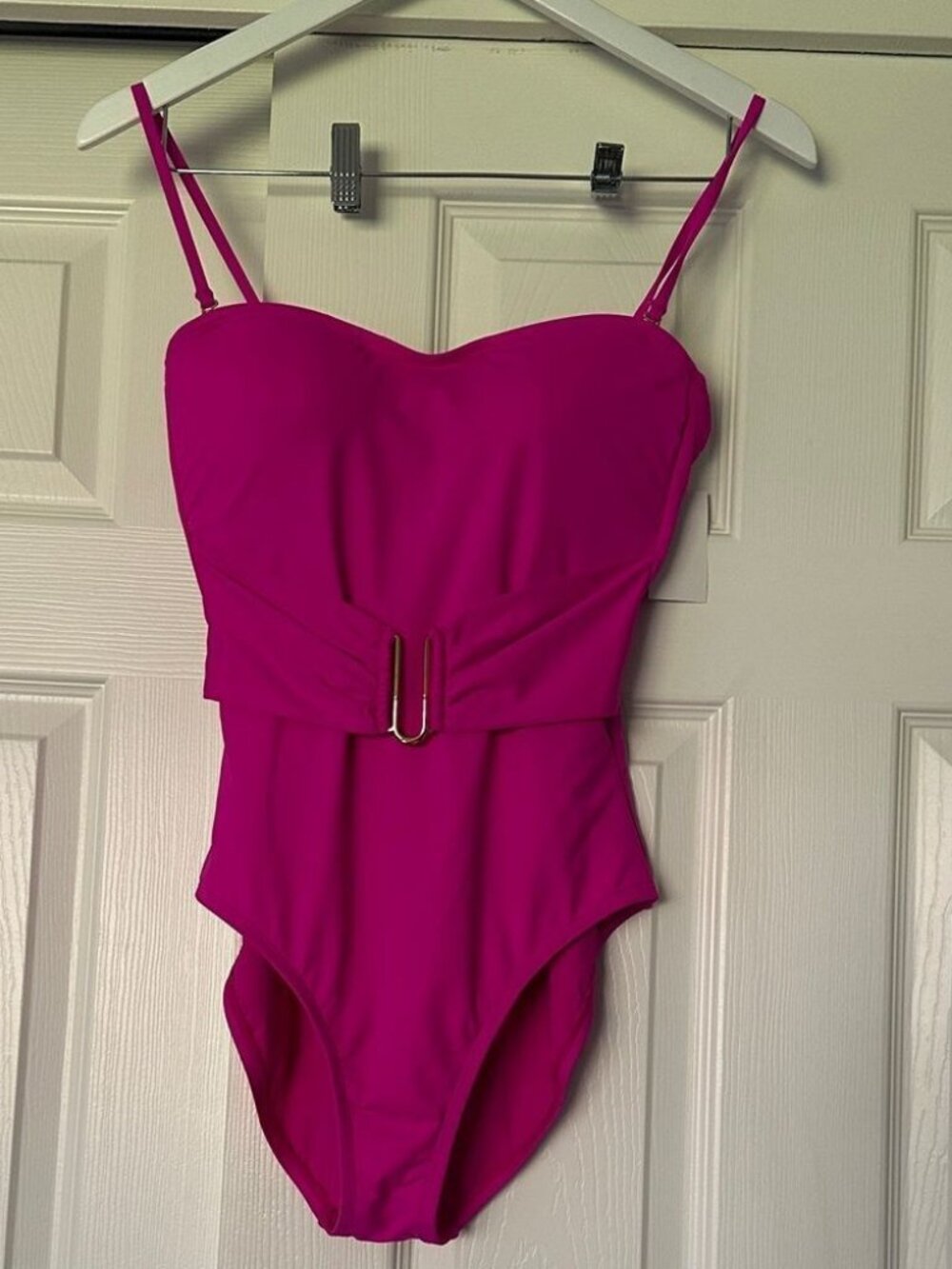 La Blanca Fuchsia Belted One Piece Swimsuit